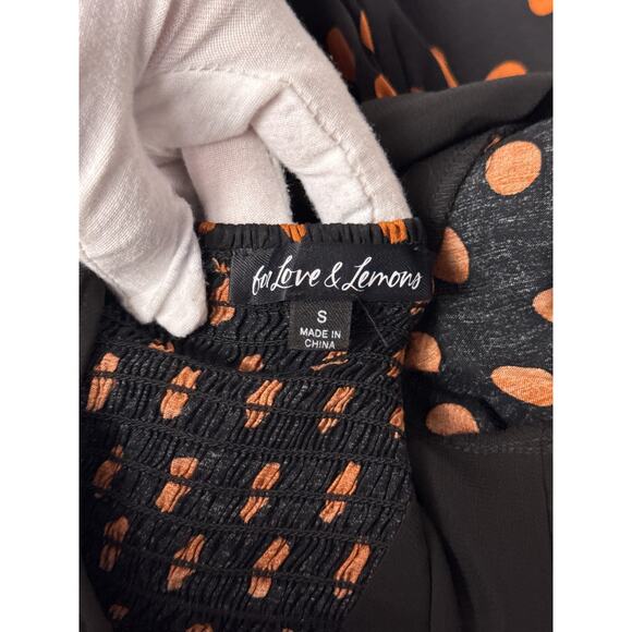 For Love & Lemons Dress Small Womens Black Polka Dot Satin Cutout Mini - Picture 9 of 11